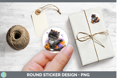 Cats Halloween Angora Cat Stickers | Round Labels Designs