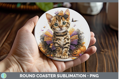 Bengal Cat Round Coaster Cats Halloween Sublimation Coaster