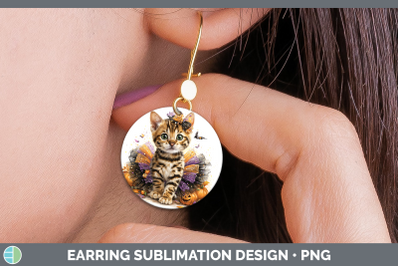 Bengal Cat Round Earrings Cats Halloween Sublimation Earring