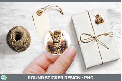 Cats Halloween Bengal Cat Stickers | Round Labels Designs