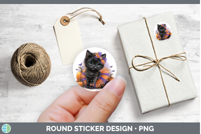 Cats Halloween Black Cat Stickers | Round Labels Designs