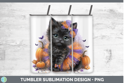 Black Cat Tumbler Cats Halloween Sublimation 20 oz Skinny Tu