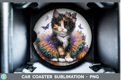 Calico Cat Car Coaster Cats Halloween Sublimation Drink Mat