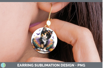 Calico Cat Round Earrings Cats Halloween Sublimation Earring