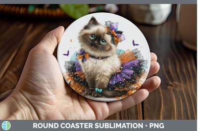 Himalayan Cat Round Coaster Cats Halloween Sublimation Coast