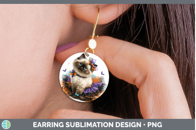 Himalayan Cat Round Earrings Cats Halloween Sublimation Earr