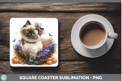 Himalayan Cat Square Coaster Cats Halloween Sublimation Drin