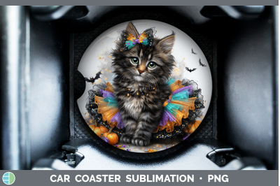 Maine Coon Cat Car Coaster Cats Halloween Sublimation Drink