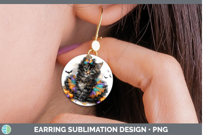 Maine Coon Cat Round Earrings Cats Halloween Sublimation Ear