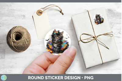 Cats Halloween Maine Coon Cat Stickers | Round Labels Design