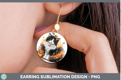Norwegian Forest Cat Round Earrings Cats Halloween Sublimati