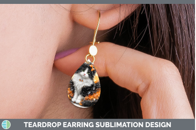 Norwegian Forest Cat Teardrop Earrings Cats Halloween Sublim