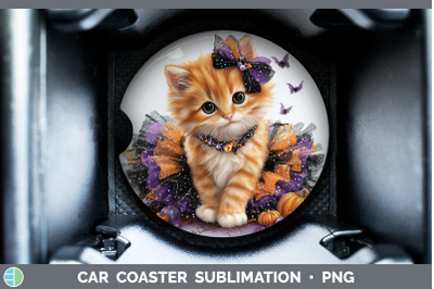 Orange Cat Car Coaster Cats Halloween Sublimation Drink Mat