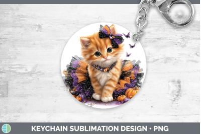 Orange Cat Keychain Cats Halloween Sublimation Keyring Desig