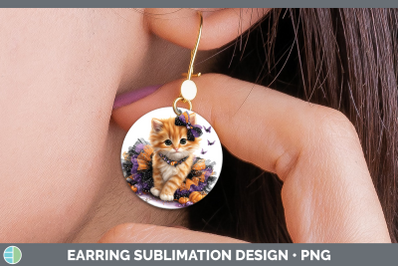 Orange Cat Round Earrings Cats Halloween Sublimation Earring