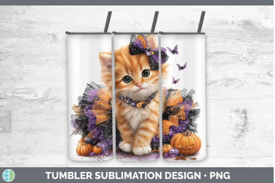 Orange Cat Tumbler Cats Halloween Sublimation 20 oz Skinny T