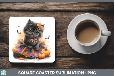 Persian Cat Square Coaster Cats Halloween Sublimation Drink