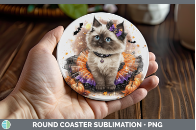 Ragdoll Cat Round Coaster Cats Halloween Sublimation Coaster
