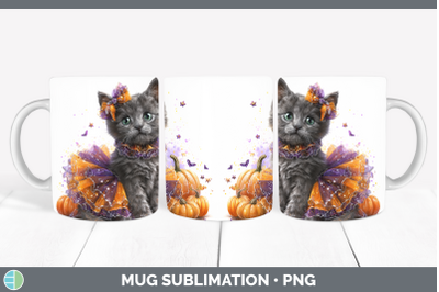 Russian Blue Cat Mug Wrap Cats Halloween Sublimation Coffee