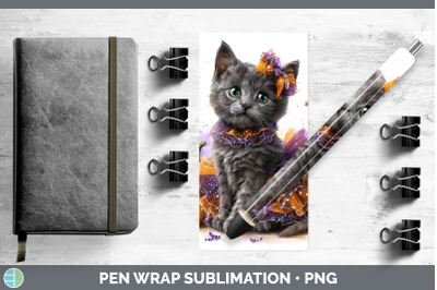 Russian Blue Cat Pen Wrap Cats Halloween Sublimation Pen Des