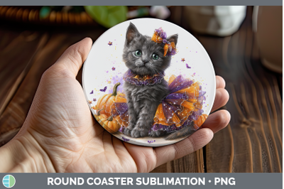 Russian Blue Cat Round Coaster Cats Halloween Sublimation Co