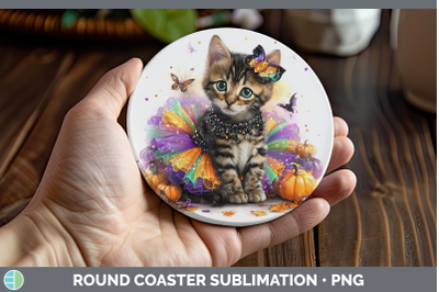 Savannah Cat Round Coaster Cats Halloween Sublimation Coaste