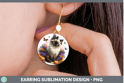 Birman Cat Round Earrings Cats Halloween Sublimation Earring