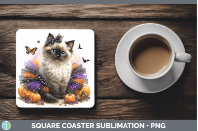 Birman Cat Square Coaster Cats Halloween Sublimation Drink M