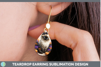 Birman Cat Teardrop Earrings Cats Halloween Sublimation Earr