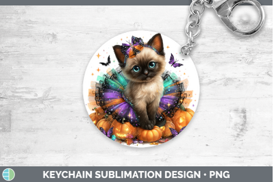 Siamese Cat Keychain Cats Halloween Sublimation Keyring Desi