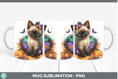 Siamese Cat Mug Wrap Cats Halloween Sublimation Coffee Cup D