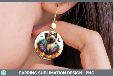 Siamese Cat Round Earrings Cats Halloween Sublimation Earrin