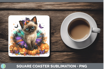 Siamese Cat Square Coaster Cats Halloween Sublimation Drink