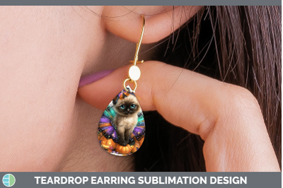 Siamese Cat Teardrop Earrings Cats Halloween Sublimation Ear