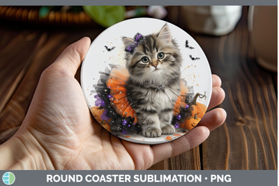 Siberian Cat Round Coaster Cats Halloween Sublimation Coaste