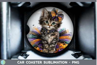 Tabby Cat Car Coaster Cats Halloween Sublimation Drink Mat D