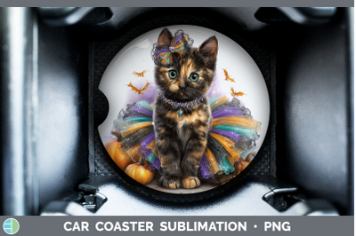 Tortoiseshell Cat Car Coaster Cats Halloween Sublimation Dri