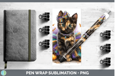 Tortoiseshell Cat Pen Wrap Cats Halloween Sublimation Pen De