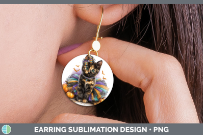 Tortoiseshell Cat Round Earrings Cats Halloween Sublimation