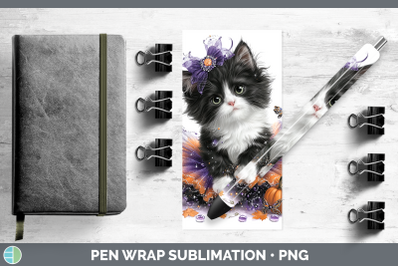 Tuxedo Cat Pen Wrap Cats Halloween Sublimation Pen Designs