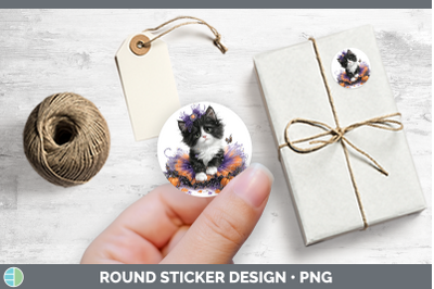 Cats Halloween Tuxedo Cat Stickers | Round Labels Designs