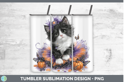 Tuxedo Cat Tumbler Cats Halloween Sublimation 20 oz Skinny T