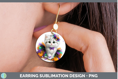 White Cat Round Earrings Cats Halloween Sublimation Earrings