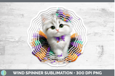 White Cat Wind Spinner Cats Halloween Sublimation Spinner De