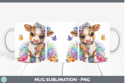 Cow Mug Wrap Farm Rainbow Summer Sublimation Coffee Cup Desi