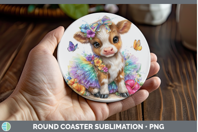 Cow Round Coaster Farm Rainbow Summer Sublimation Coaster De