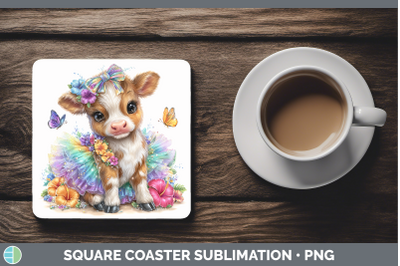 Cow Square Coaster Farm Rainbow Summer Sublimation Drink Mat