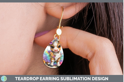 Cow Teardrop Earrings Farm Rainbow Summer Sublimation Earrin