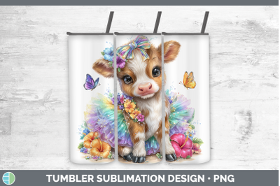 Cow Tumbler Farm Rainbow Summer Sublimation 20 oz Skinny Tum