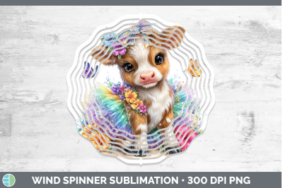 Cow Wind Spinner Farm Rainbow Summer Sublimation Spinner Des